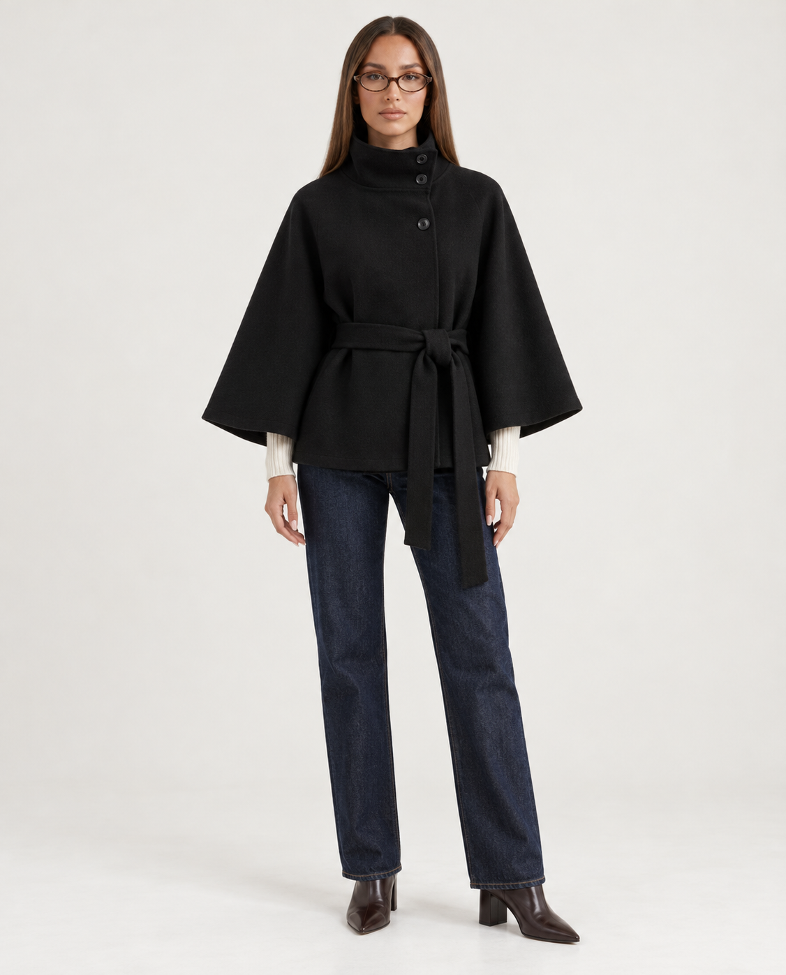 NEYLA Belted Cape Jacket