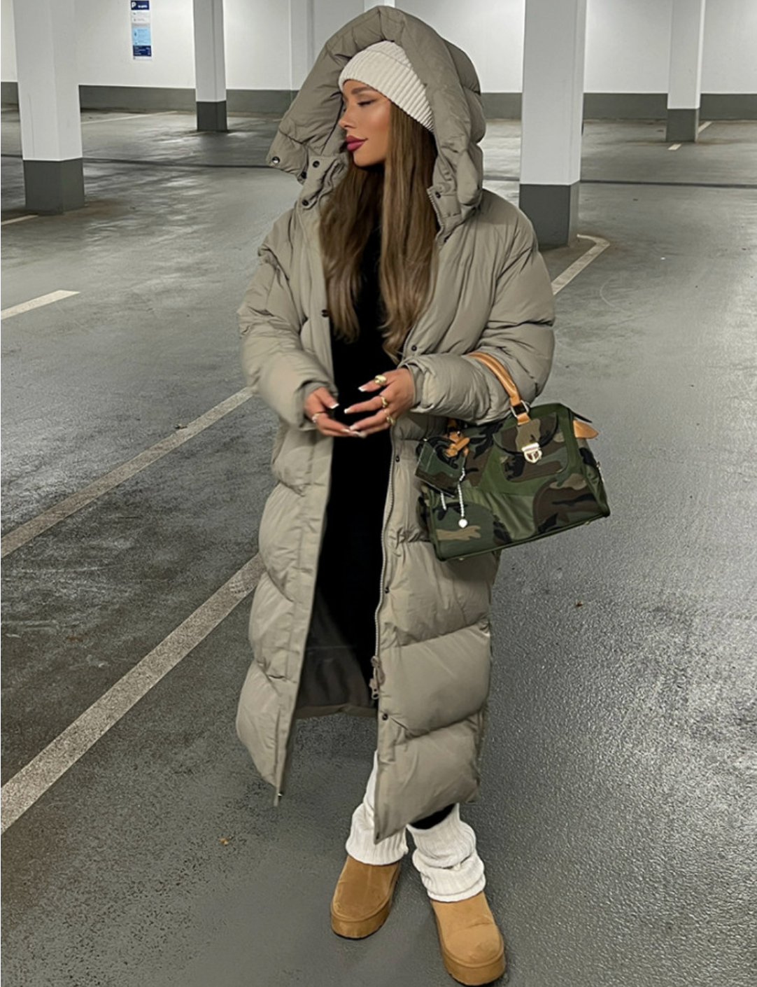 NOAS Long Hooded Puffer Coat