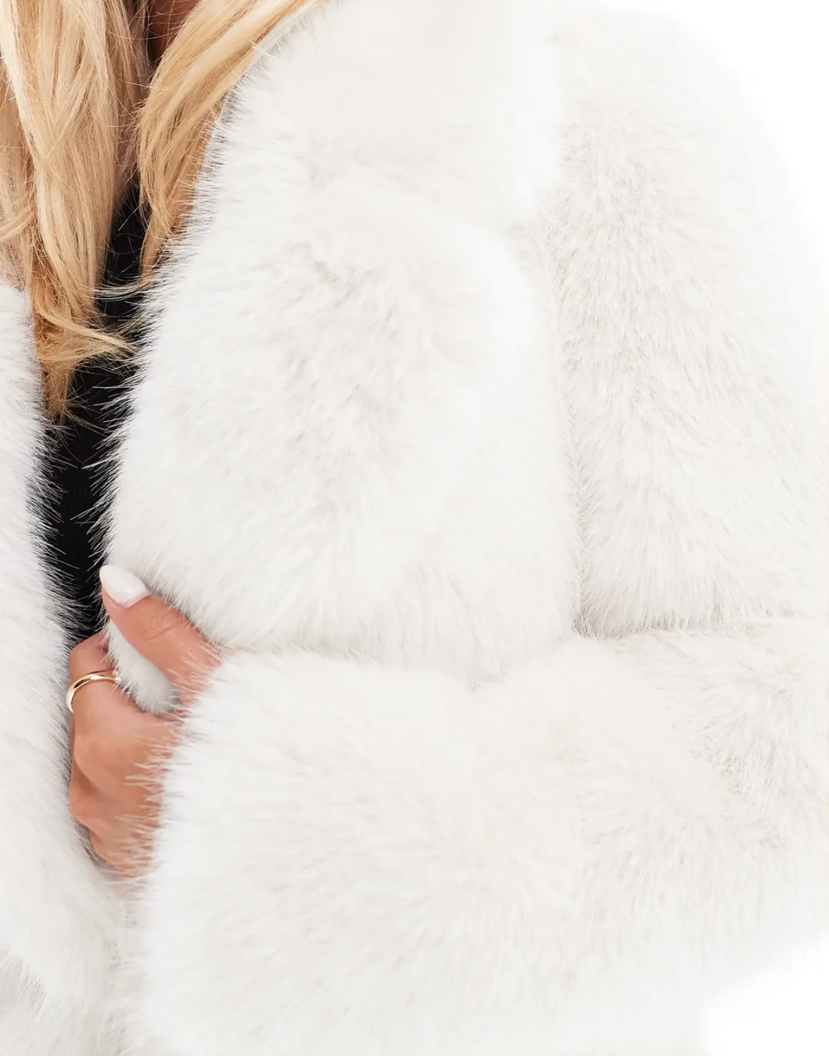 SOFIA Faux Fur Short Hooded Jacket - White