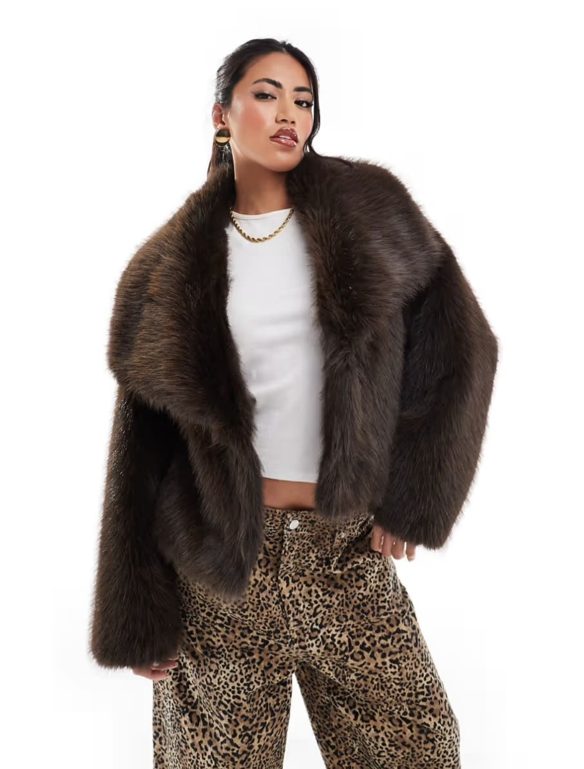 SOFIA Faux Fur Short Hooded Jacket - White