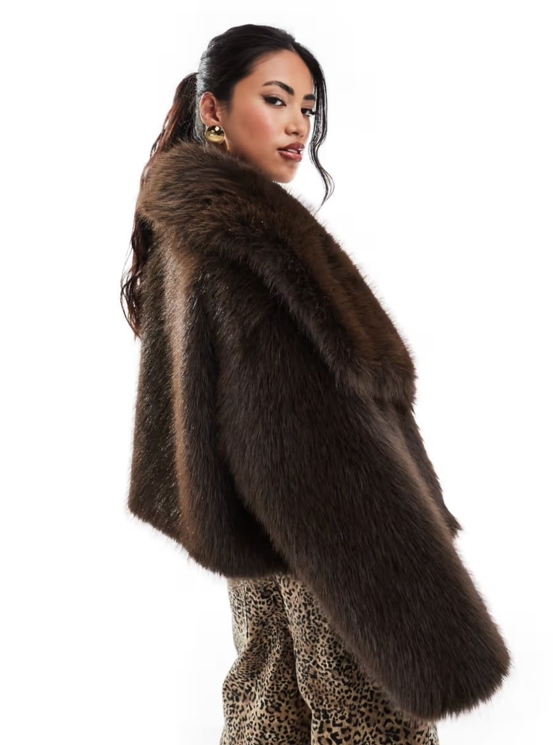 SOFIA Faux Fur Short Hooded Jacket - White