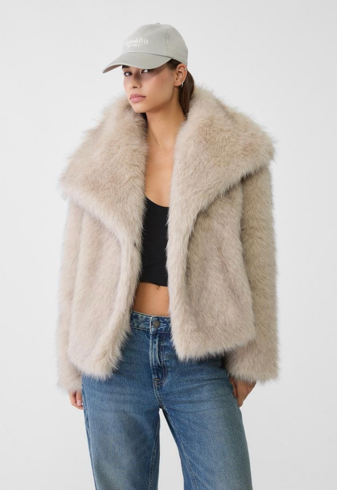SOFIA Faux Fur Short Hooded Jacket - White