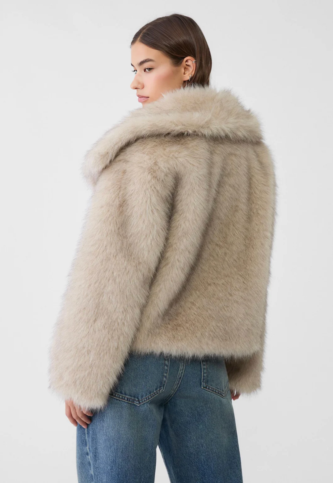 SOFIA Faux Fur Short Hooded Jacket - White