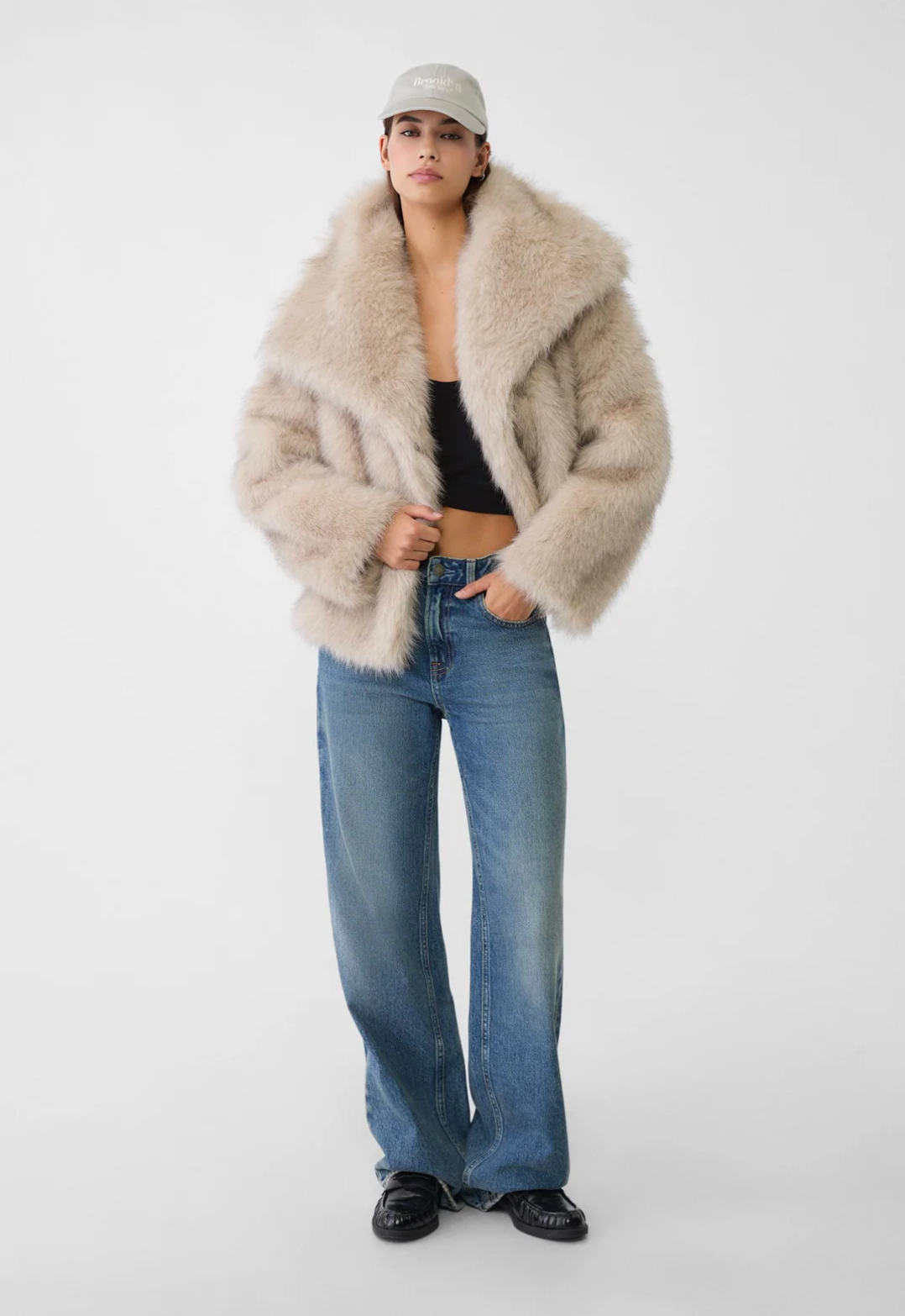 SOFIA Faux Fur Short Hooded Jacket - White