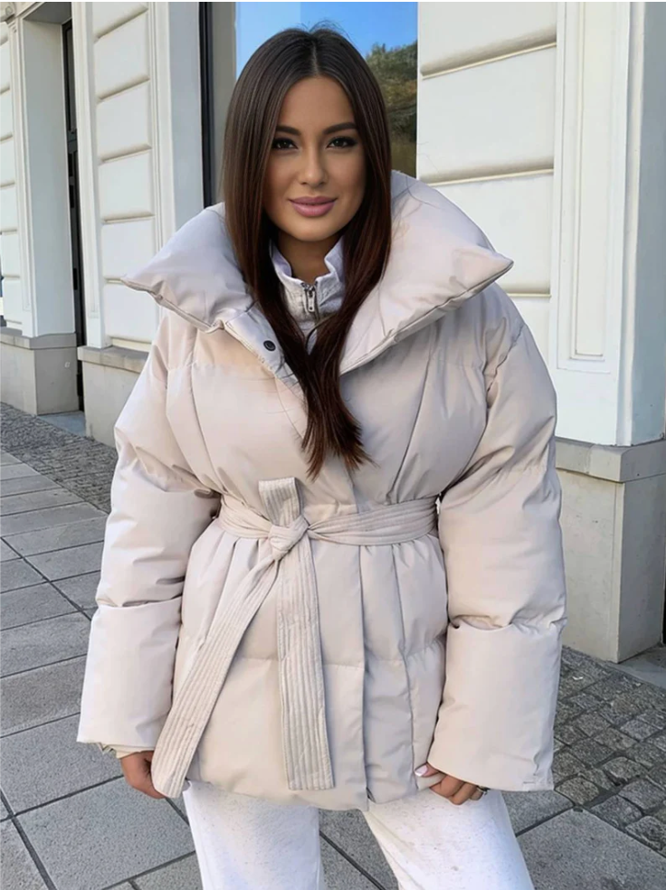 MELHYA Belted Oversized Puffer Jacket