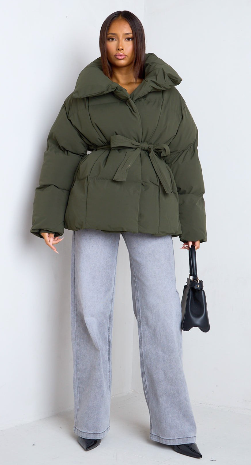 MELHYA Belted Oversized Puffer Jacket