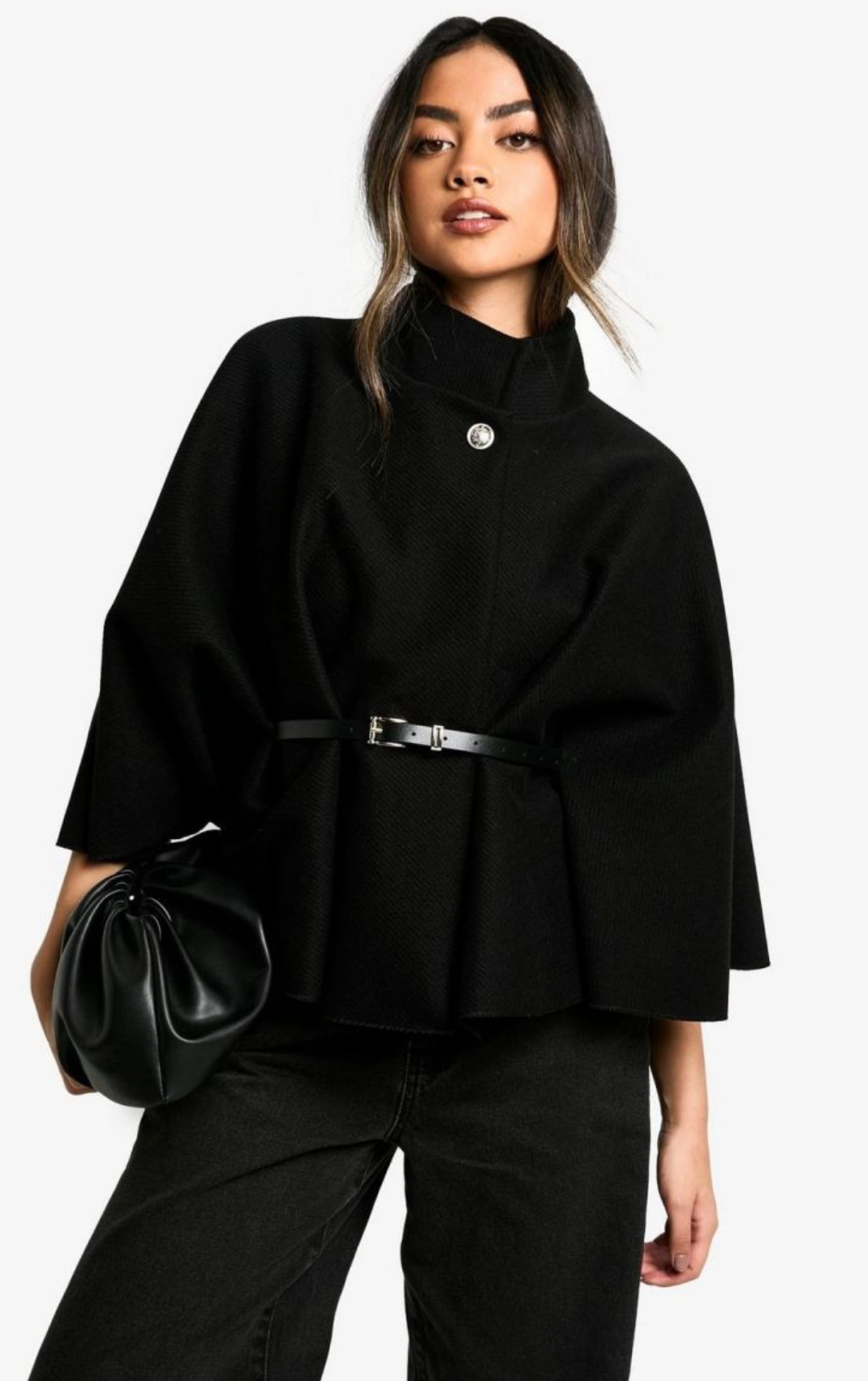ASIYE Belted Short Cape Coat