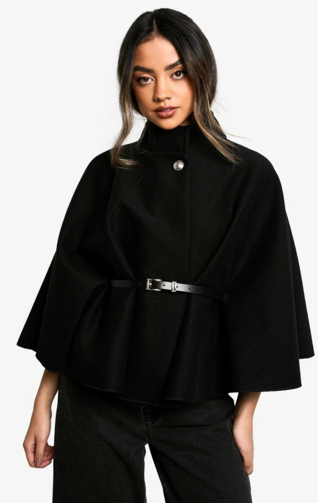 ASIYE Belted Short Cape Coat