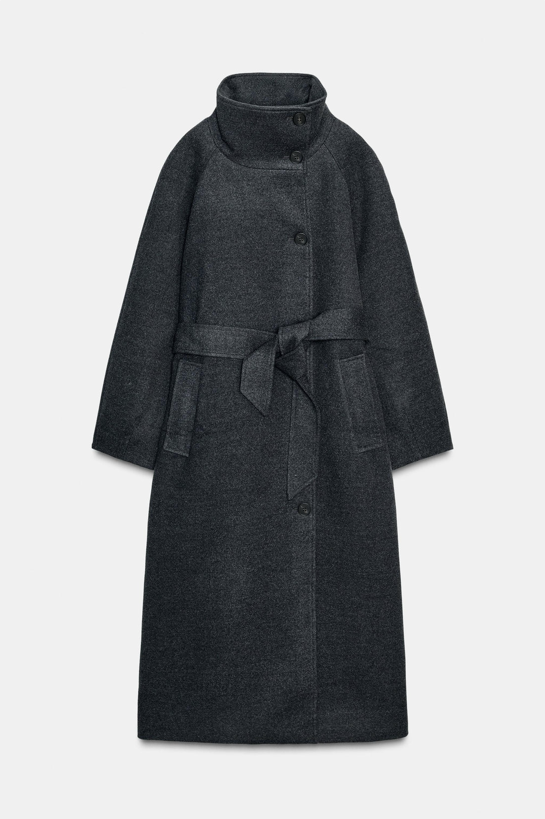 WAFYA Long Belted High Neck Coat