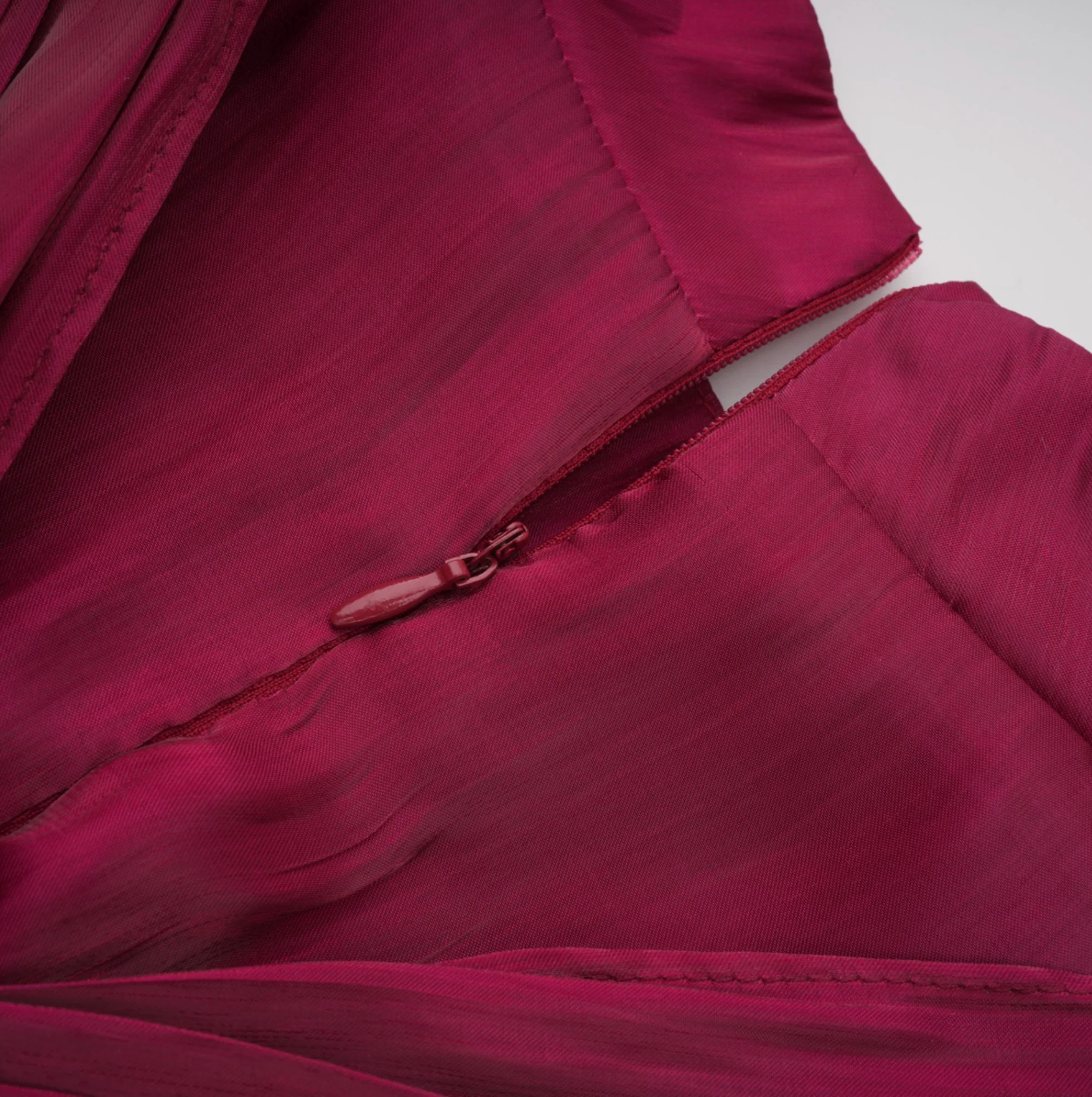 FATEEN Ruched Pleated Maxi Dress - Burgundy