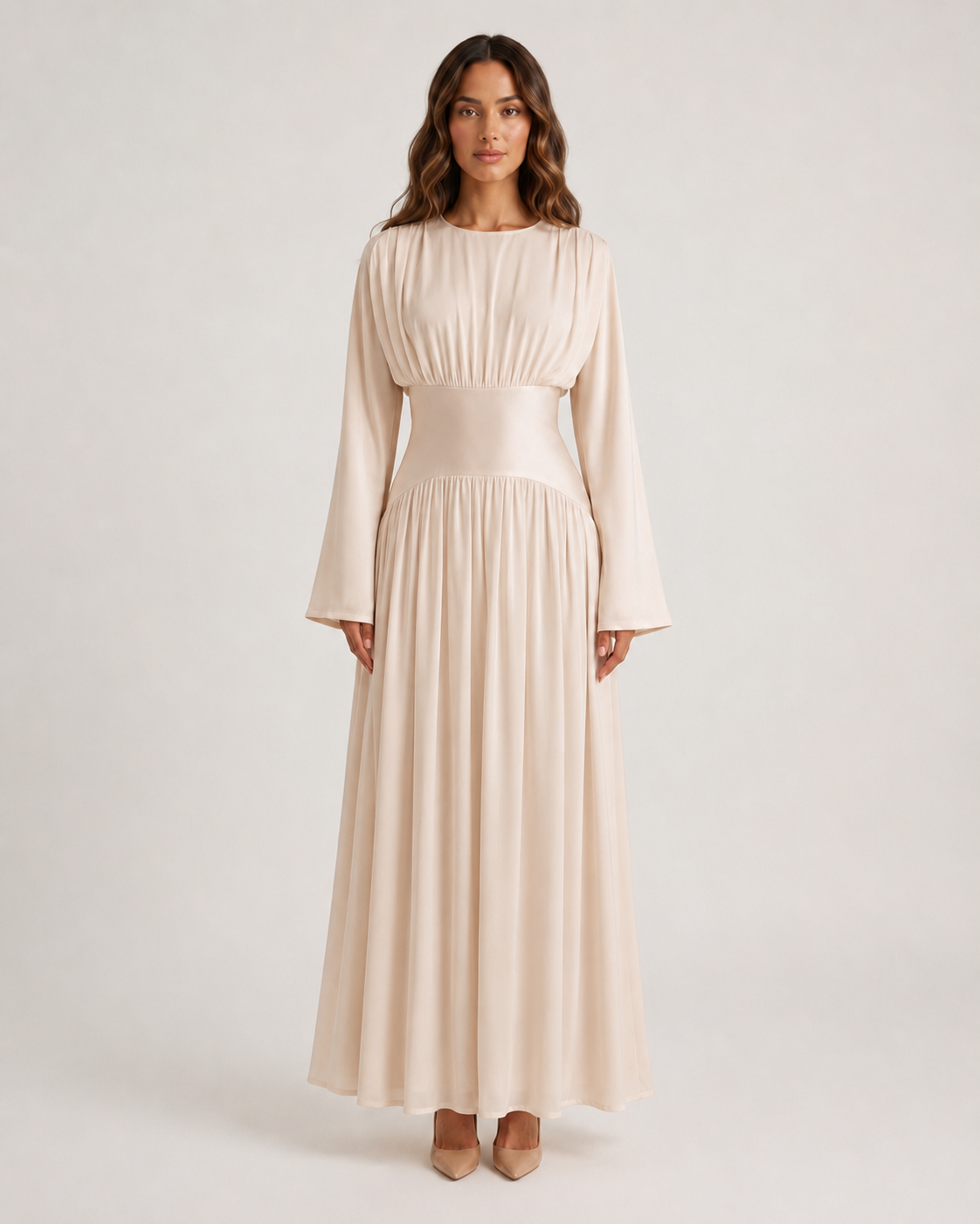 NAYEELA Satin Corset Maxi Dress