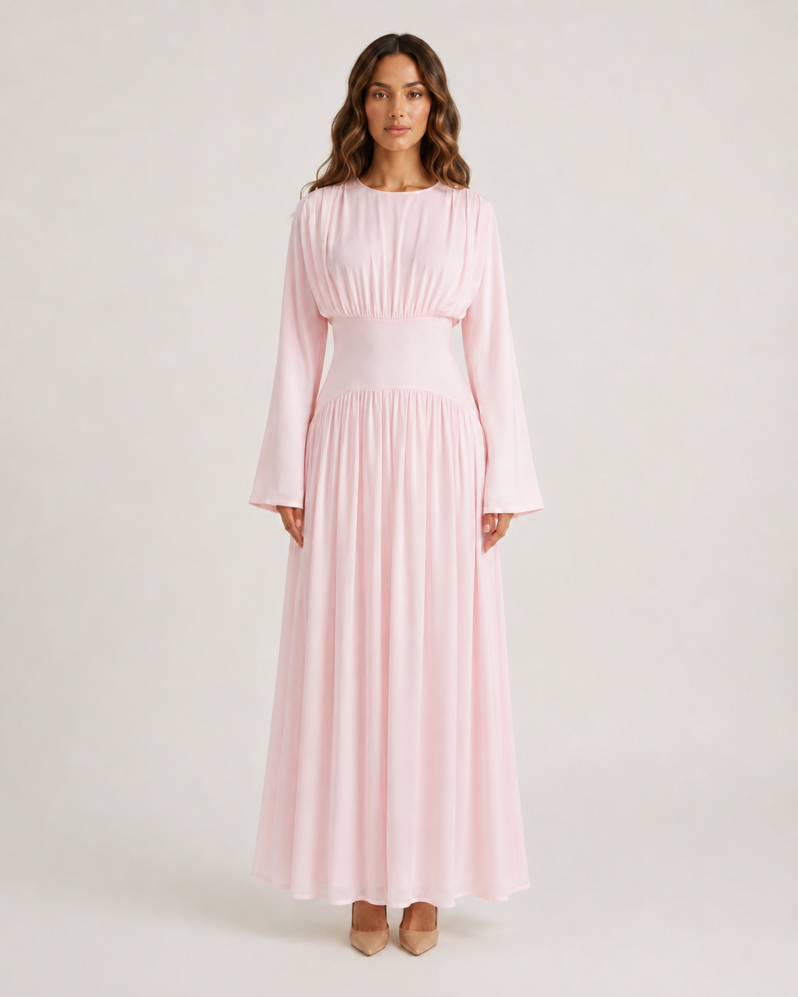 NAYEELA Satin Corset Maxi Dress