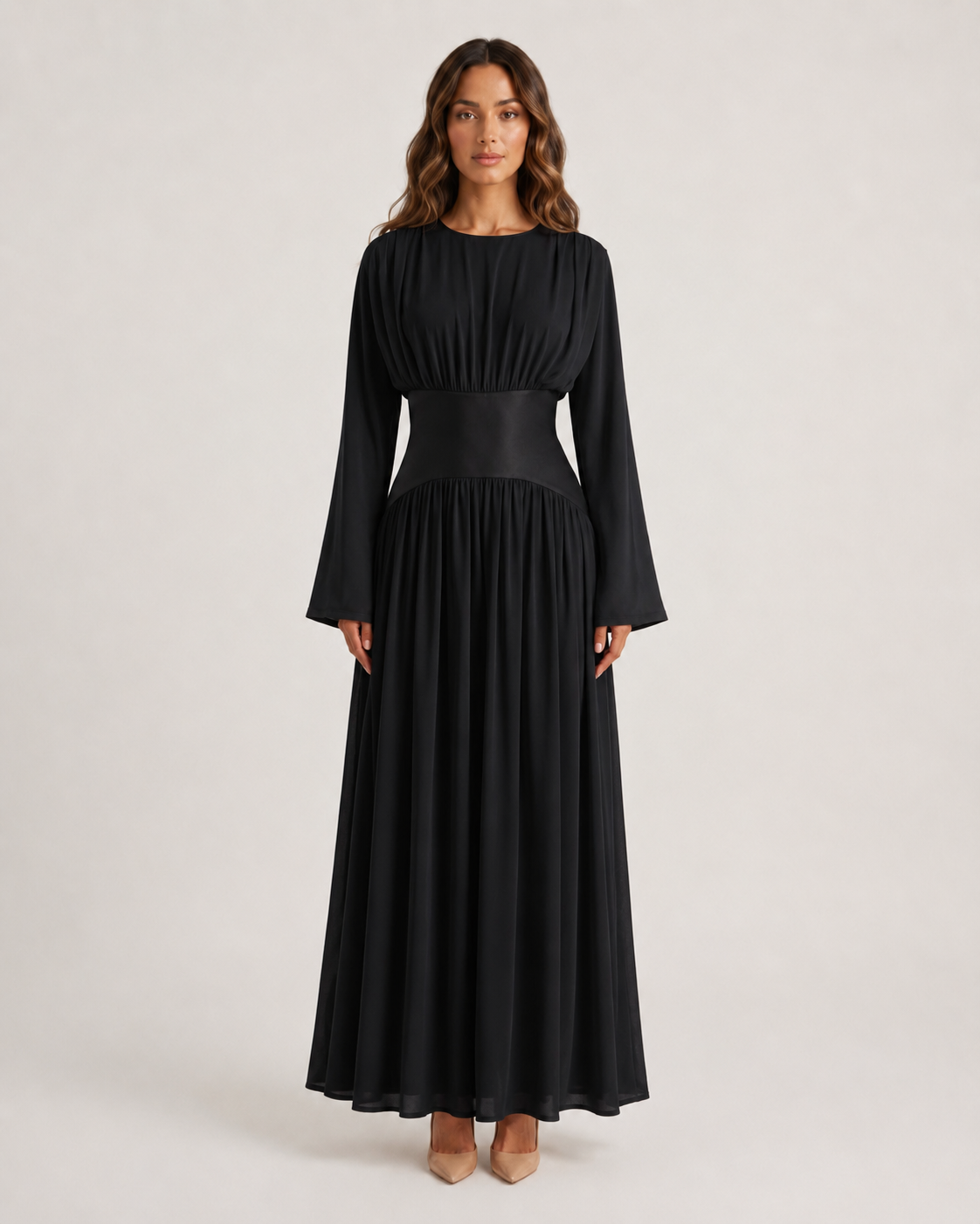 NAYEELA Satin Corset Maxi Dress
