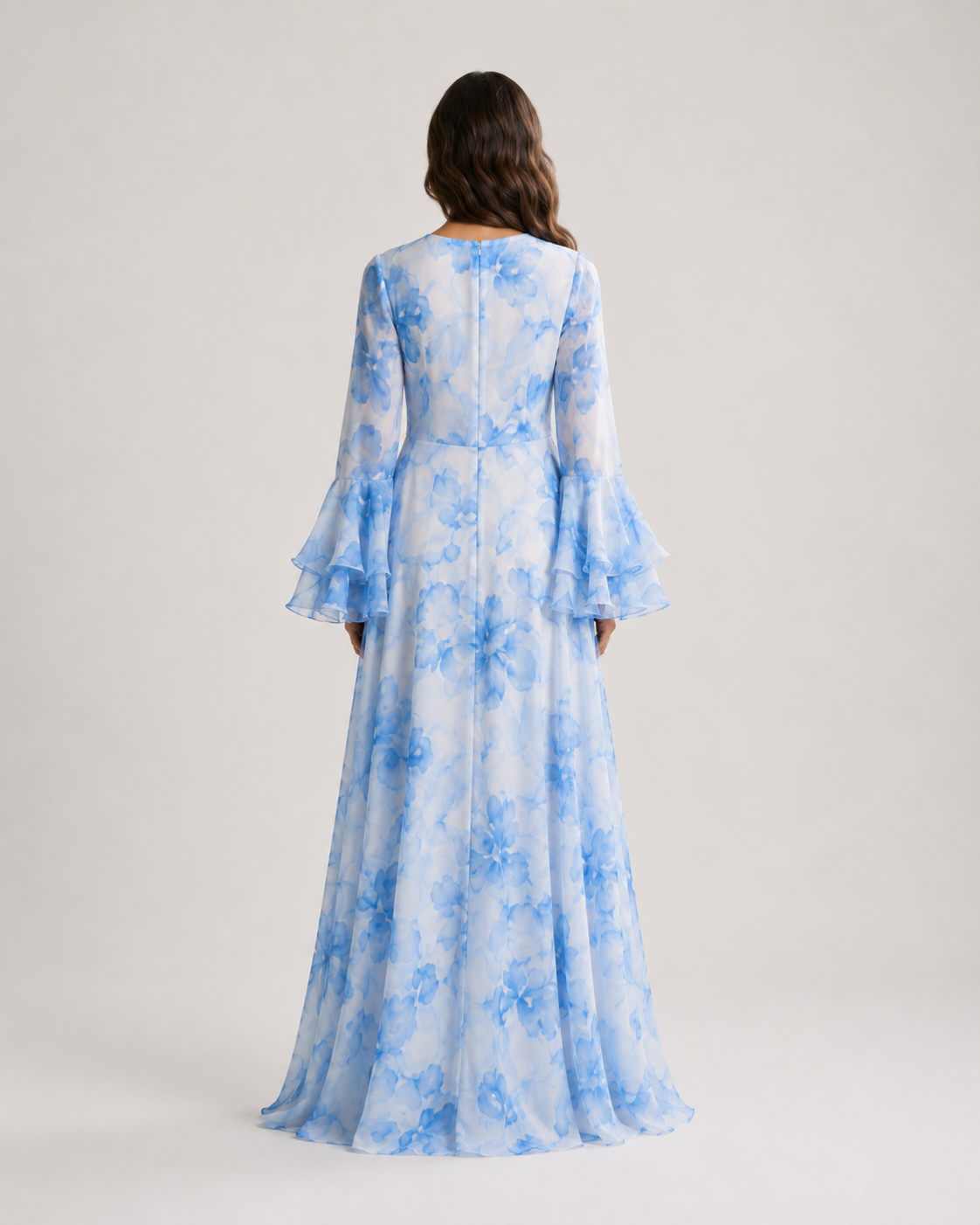 ZEEYNAH Floral Waist Dress - White