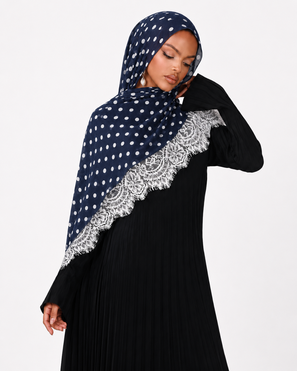 KHEYRAA Polka Dot Lace Modal Hijab