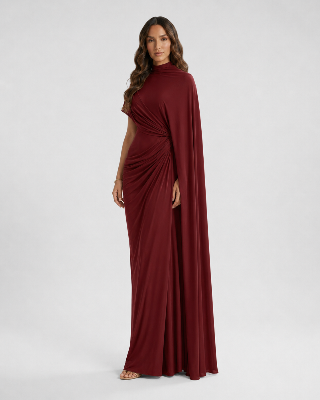 ZAREEN Draped Cape Maxi Dress