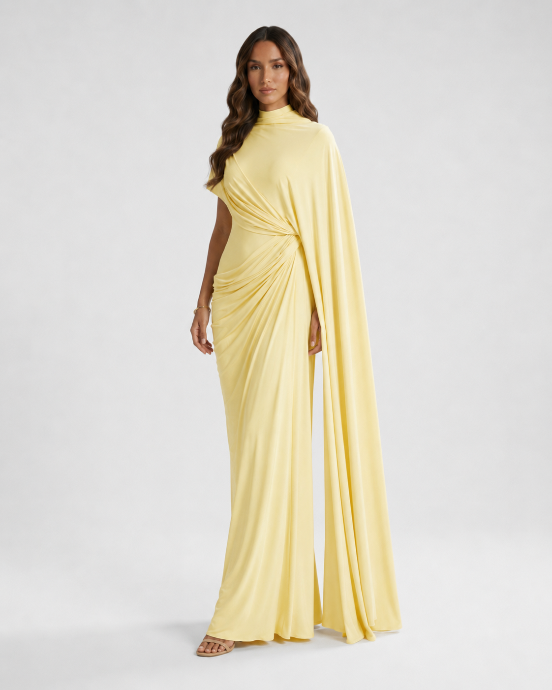 ZAREEN Draped Cape Maxi Dress