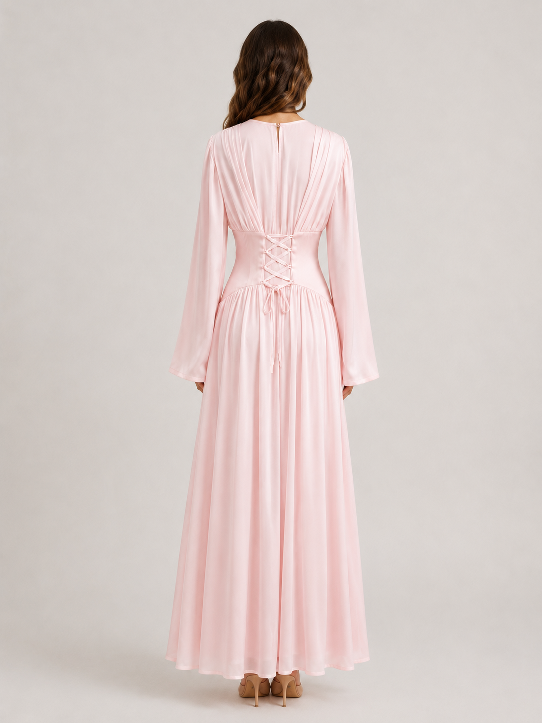 NAYEELA Satin Corset Maxi Dress