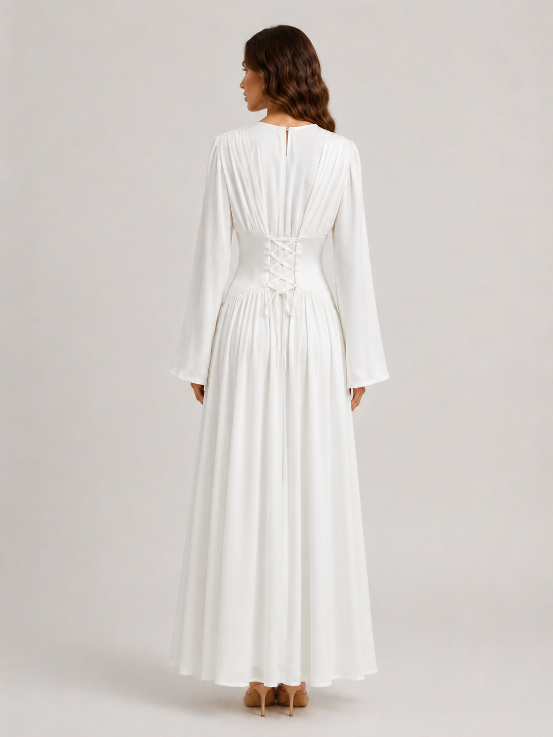 NAYEELA Satin Corset Maxi Dress