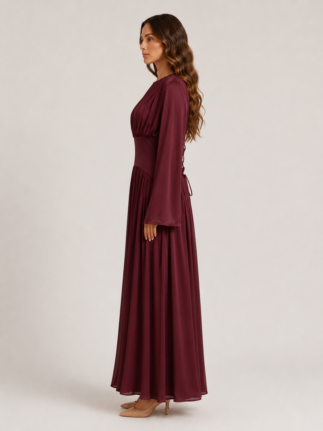 NAYEELA Satin Corset Maxi Dress