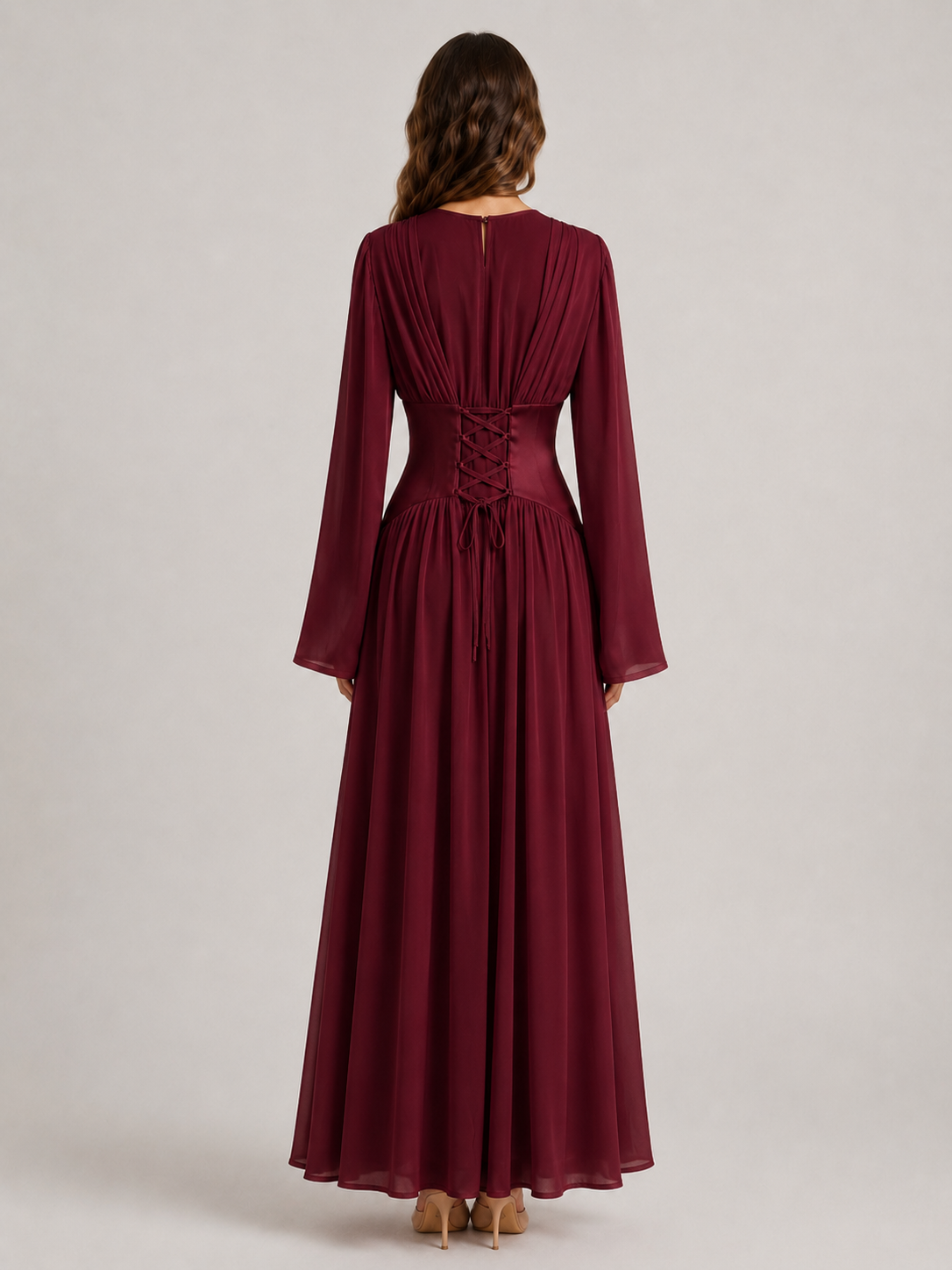 NAYEELA Satin Corset Maxi Dress