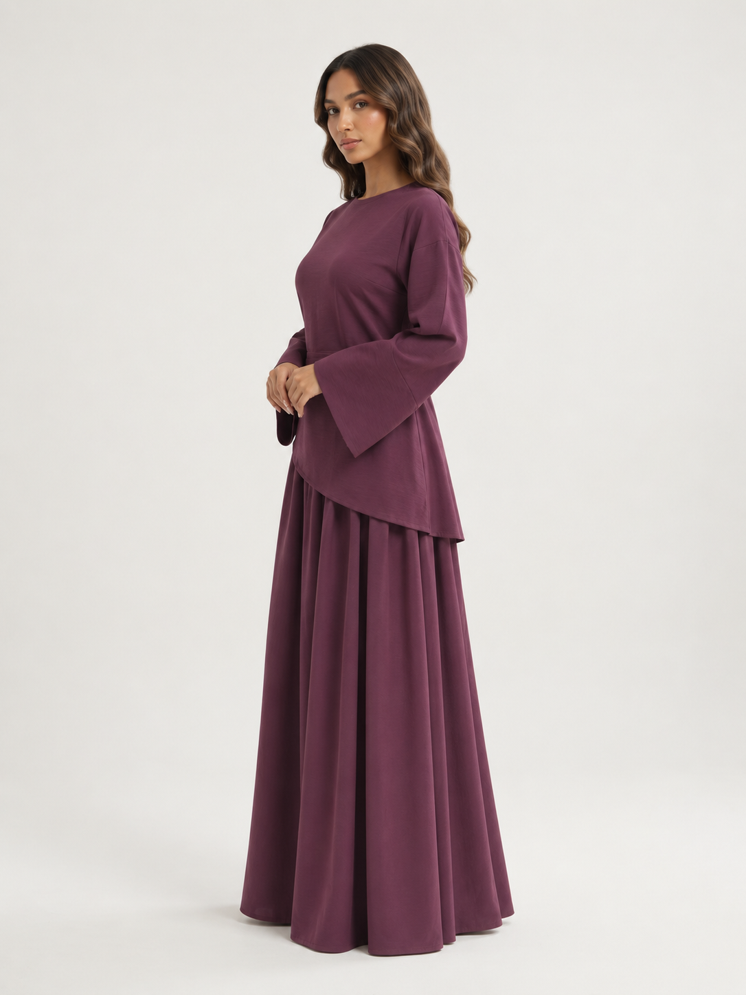 RAYHANA Asymmetric Maxi Skirt Set