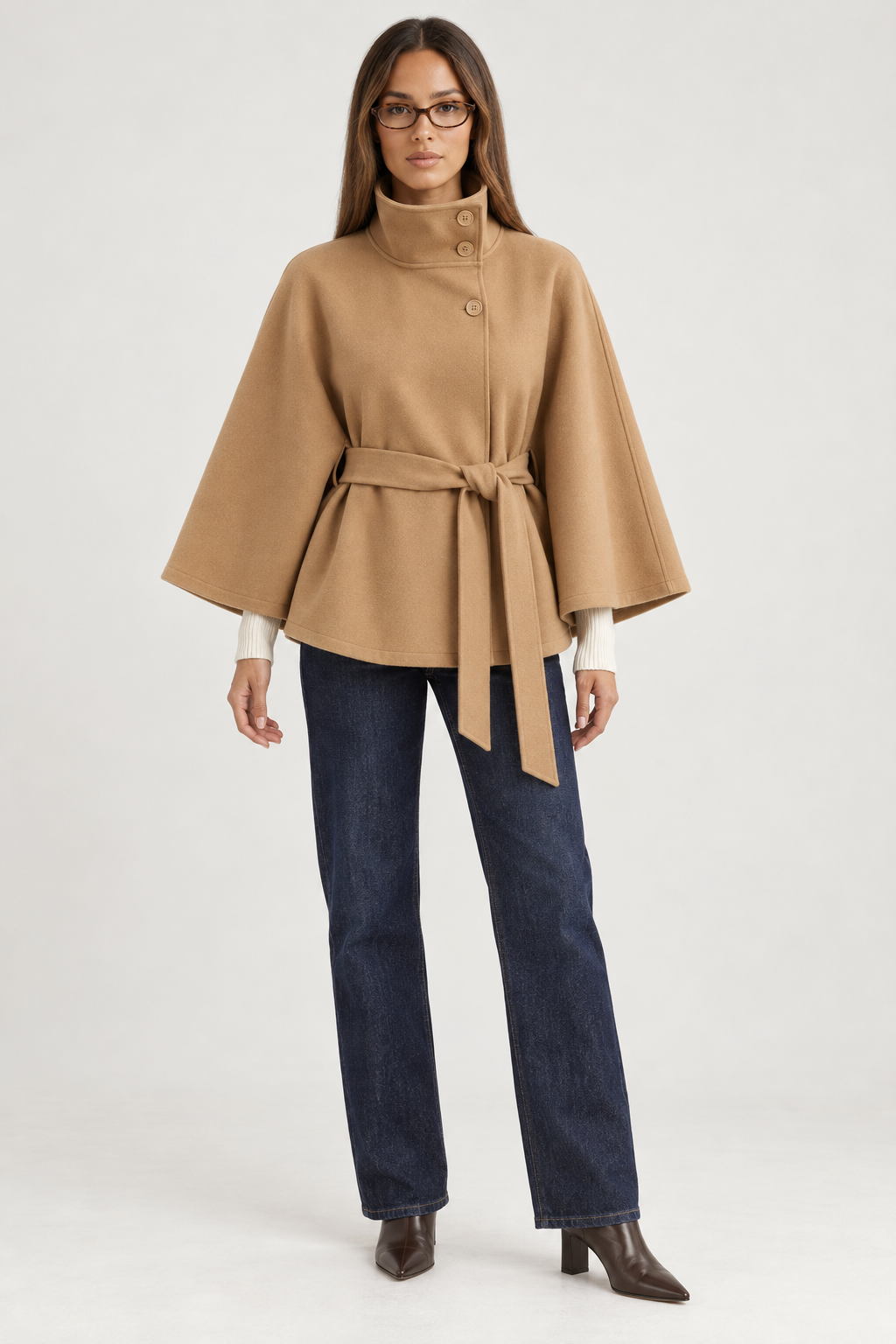 NEYLA Belted Cape Jacket