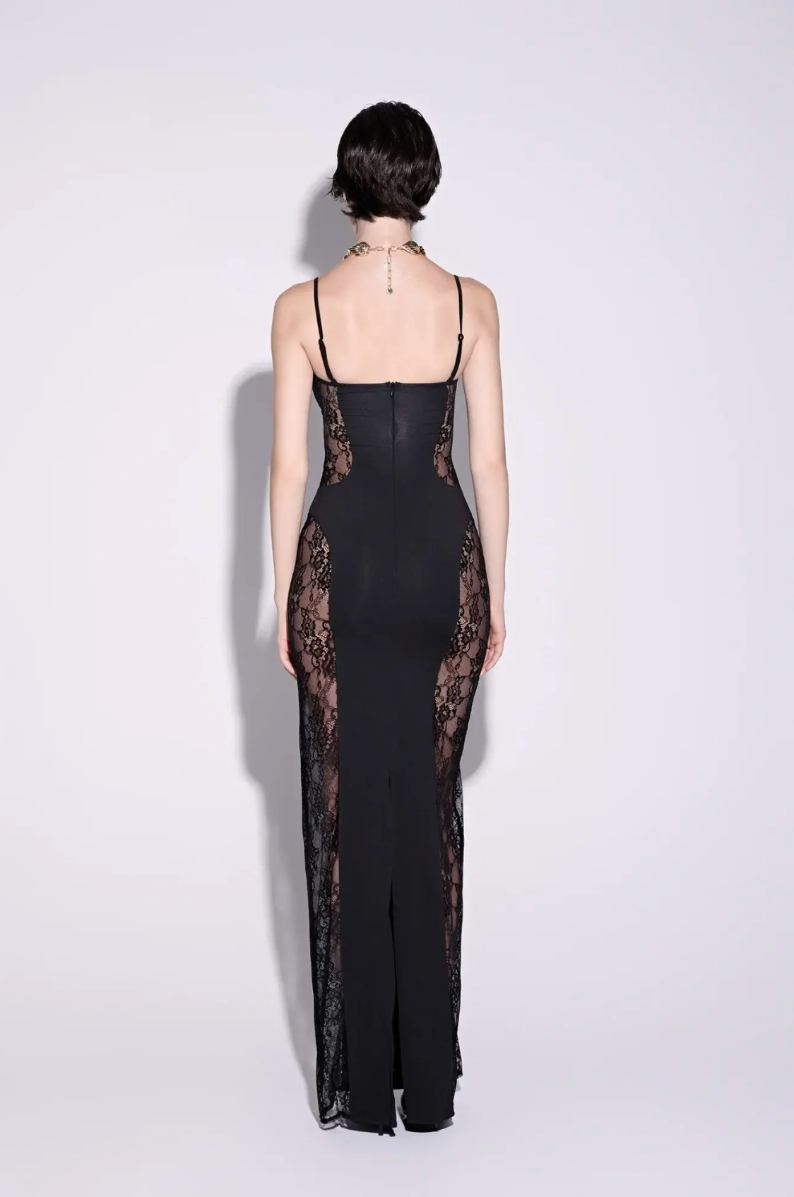 ASHLEY Black Lace Cut-Out Maxi Dress