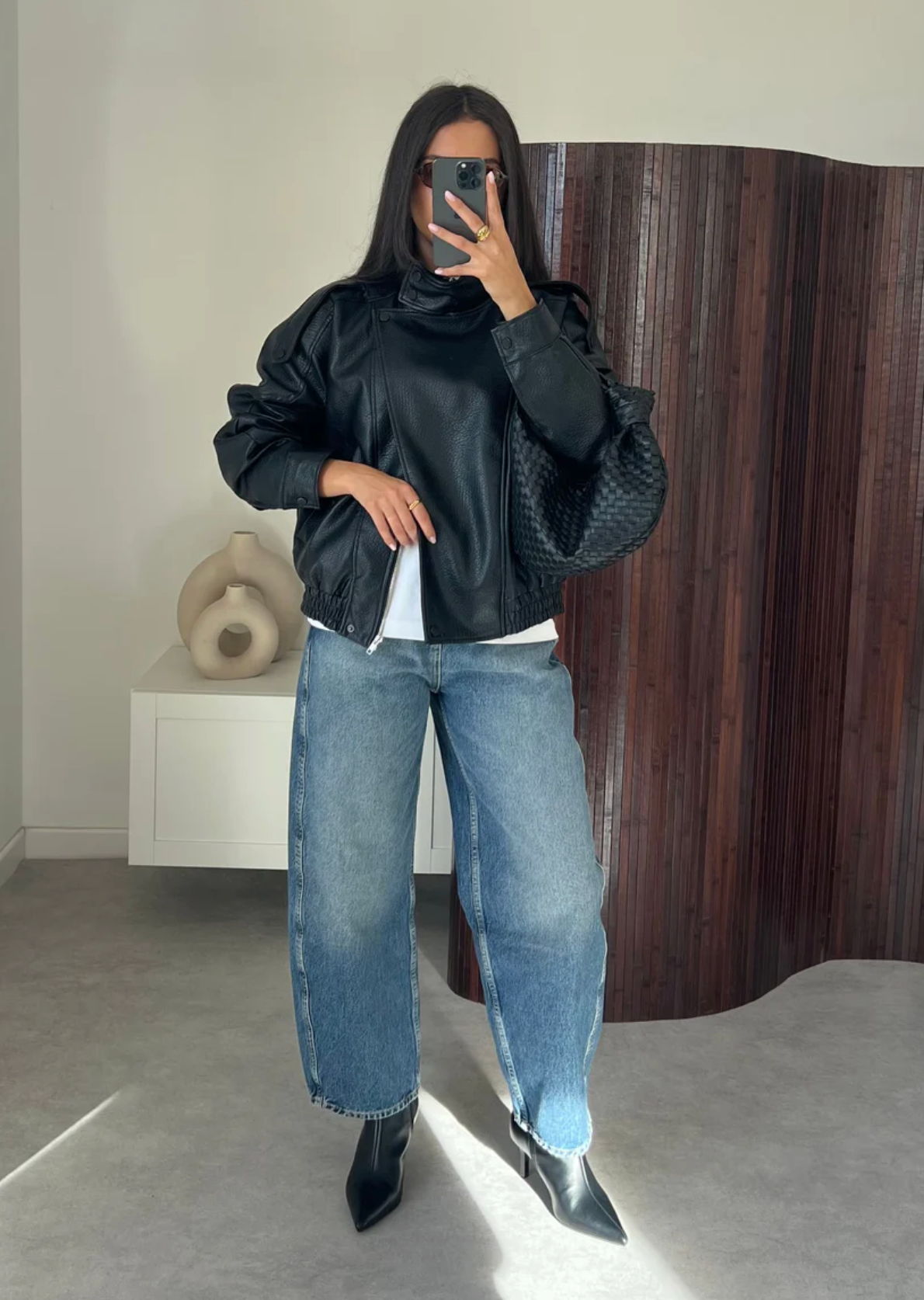 ZELYHA Oversized Faux Leather Jacket