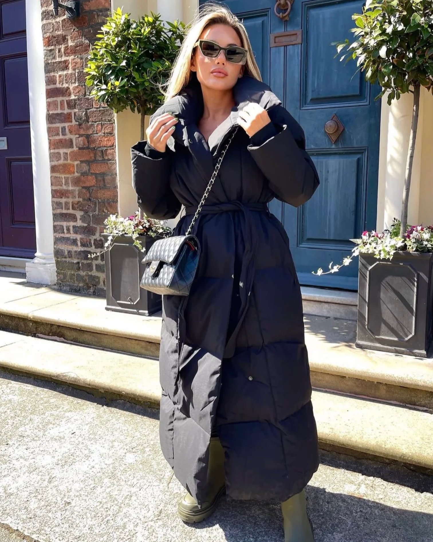 MALENA Long Belted Puffer Coat