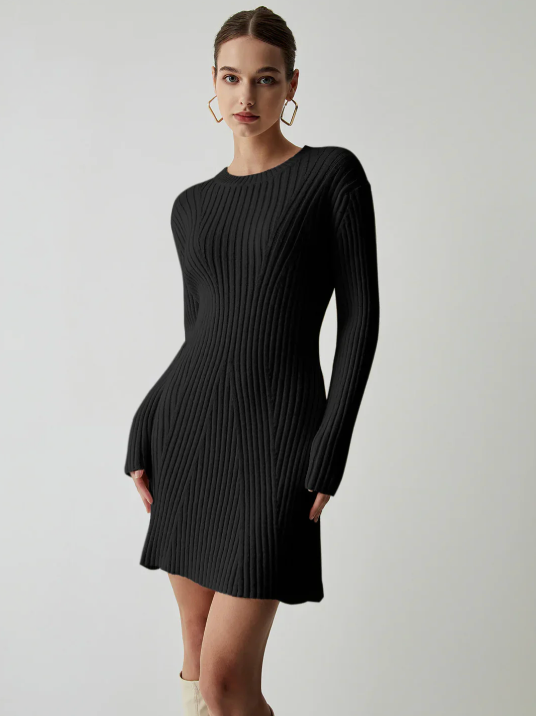 HAZAL Ribbed Knit Mini Dress