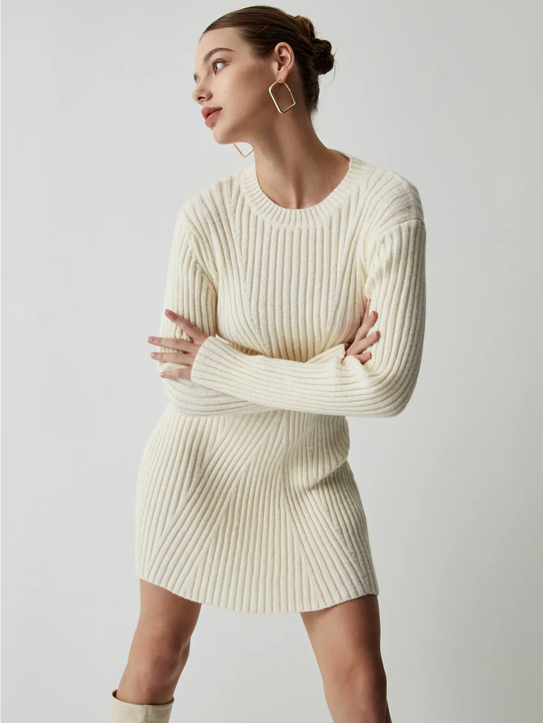 HAZAL Ribbed Knit Mini Dress