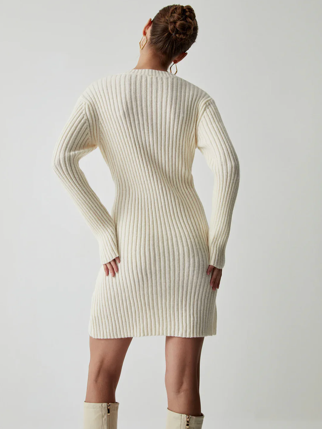 HAZAL Ribbed Knit Mini Dress