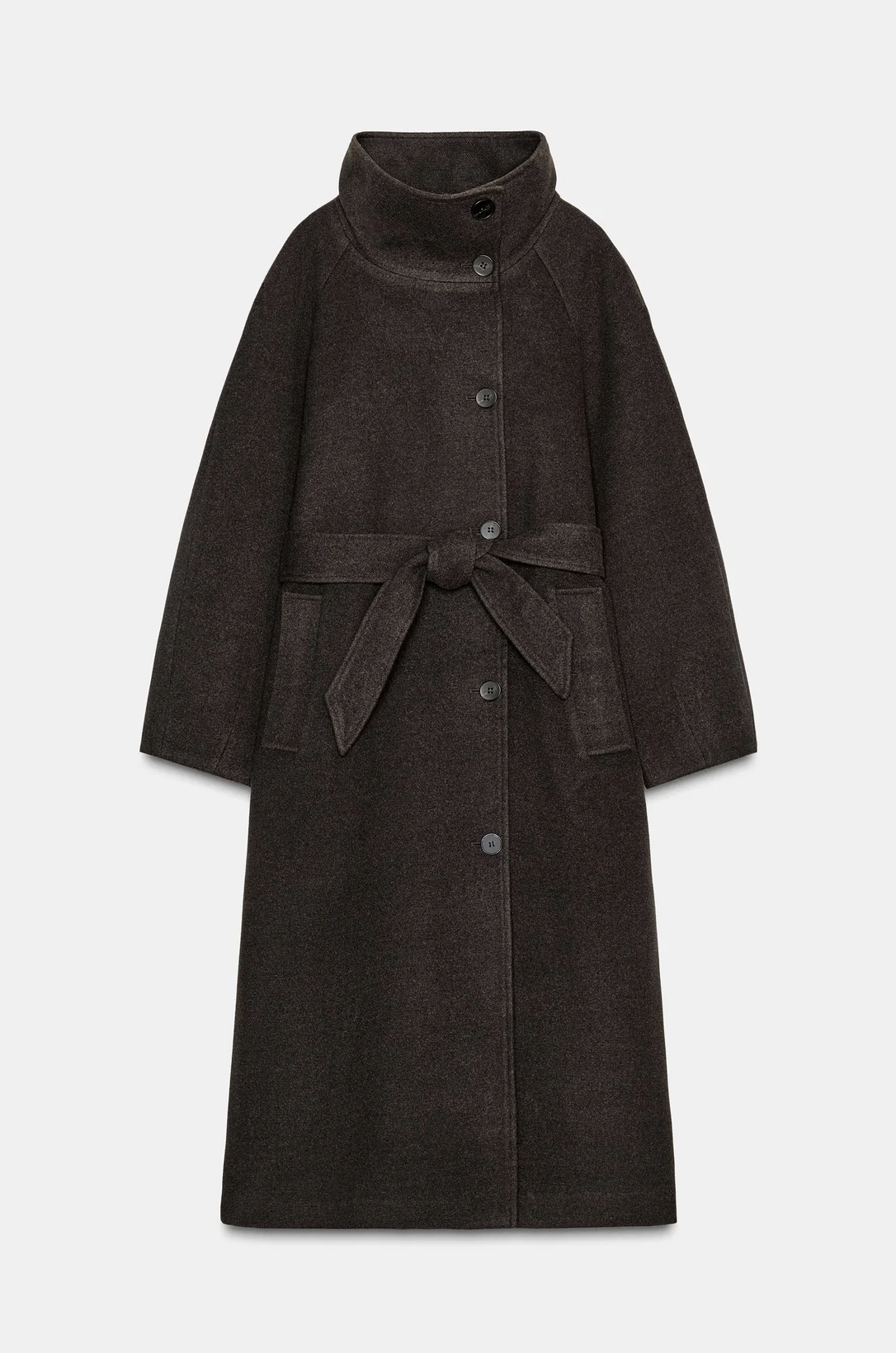 WAFYA Long Belted High Neck Coat