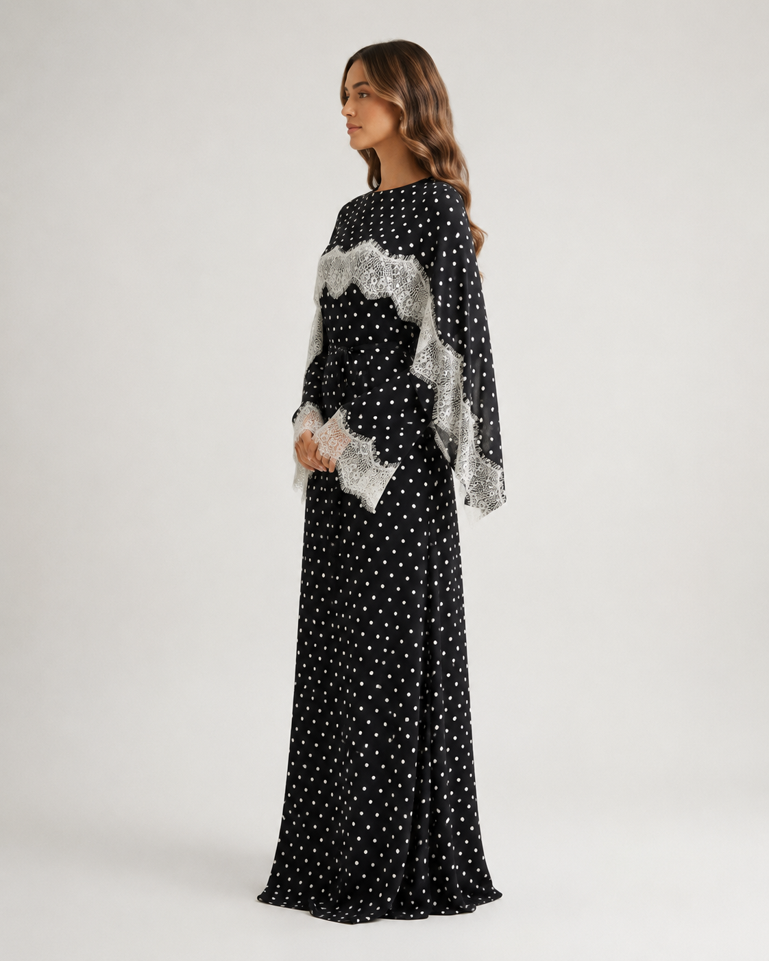 ZEEYNAH Floral Waist Dress - White
