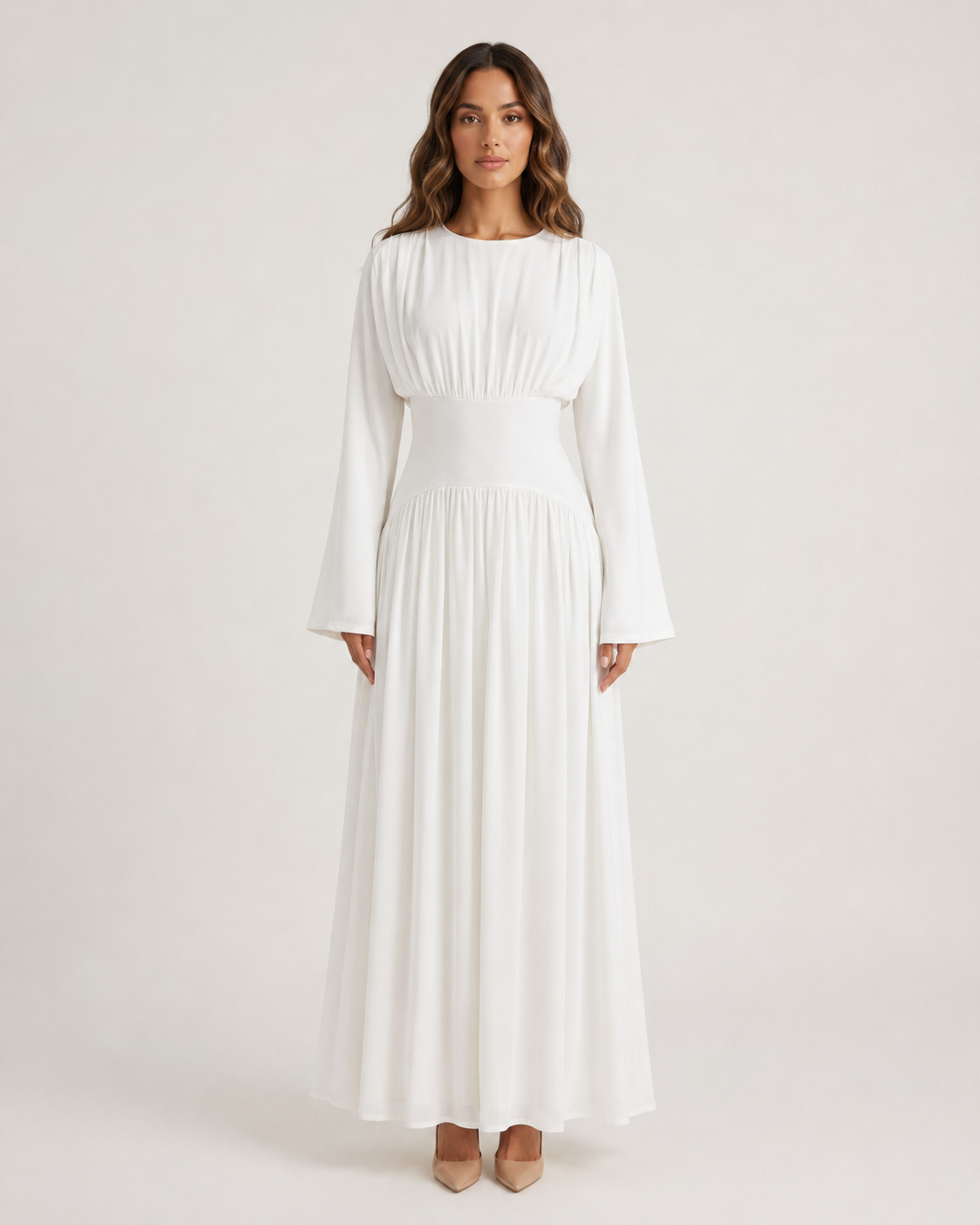 NAYEELA Satin Corset Maxi Dress