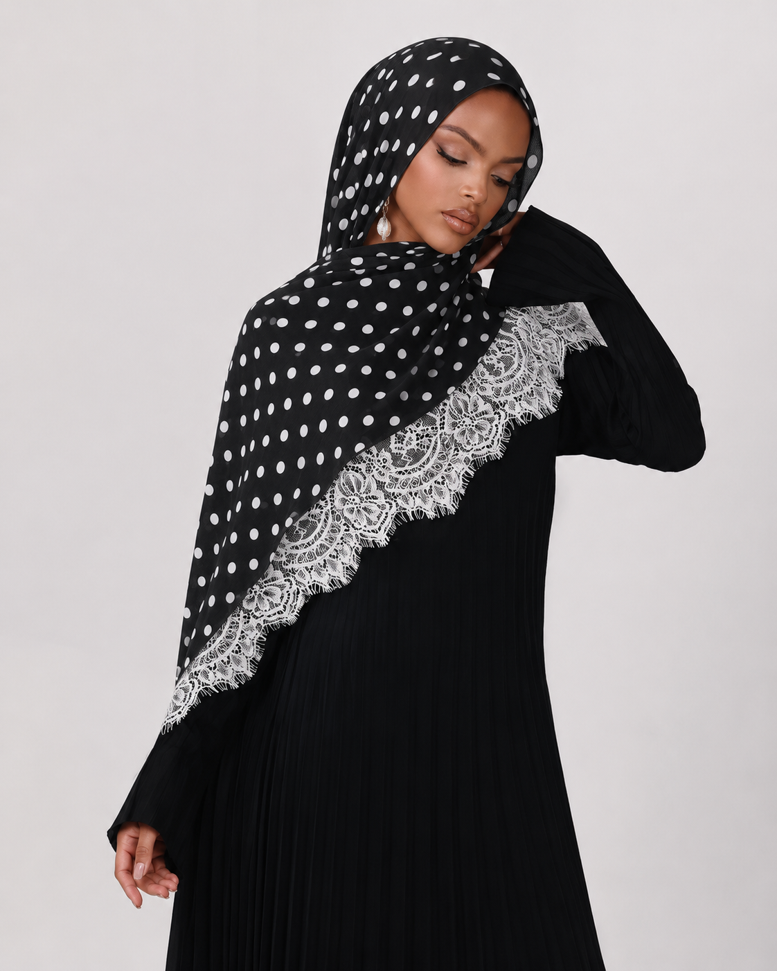 KHEYRAA Polka Dot Lace Modal Hijab