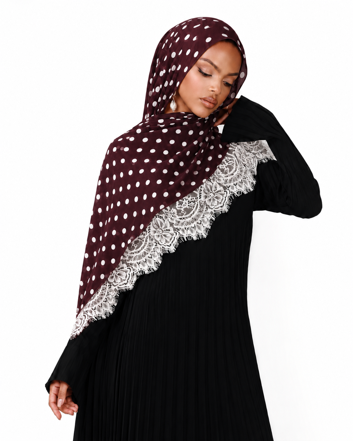 KHEYRAA Polka Dot Lace Modal Hijab