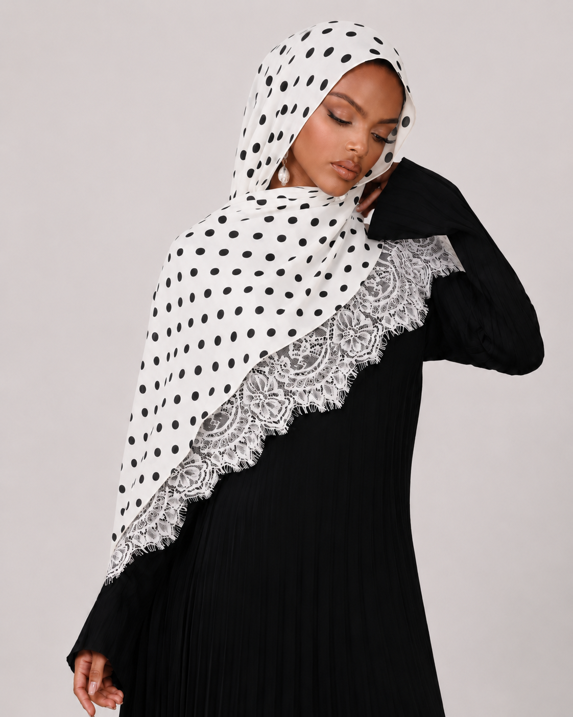 KHEYRAA Polka Dot Lace Modal Hijab