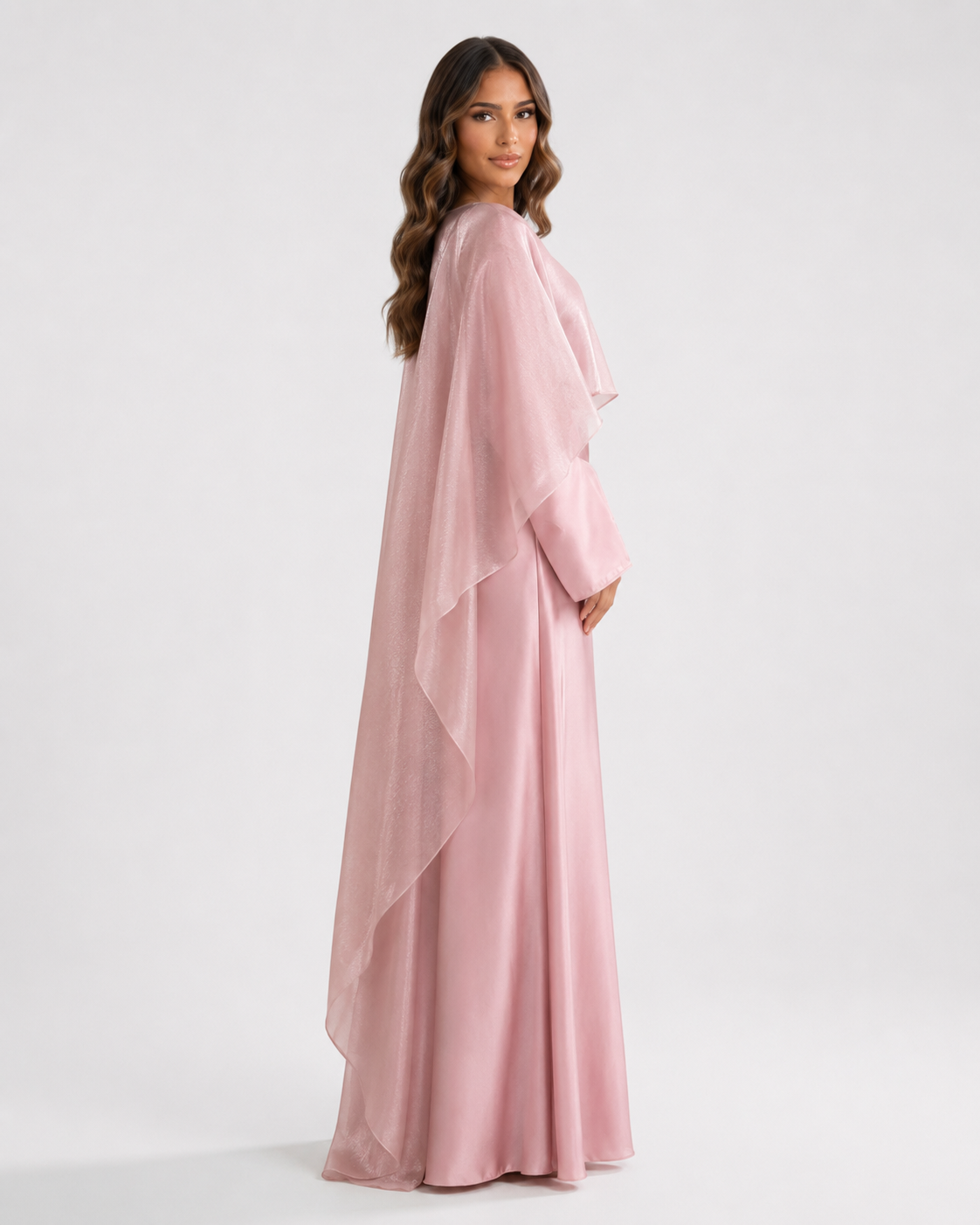 Ameera modest cape maxi dress for wedding guest and nikkah