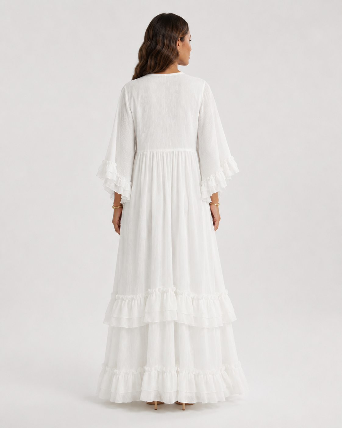 LORETA Ruffle Maxi Dress – White