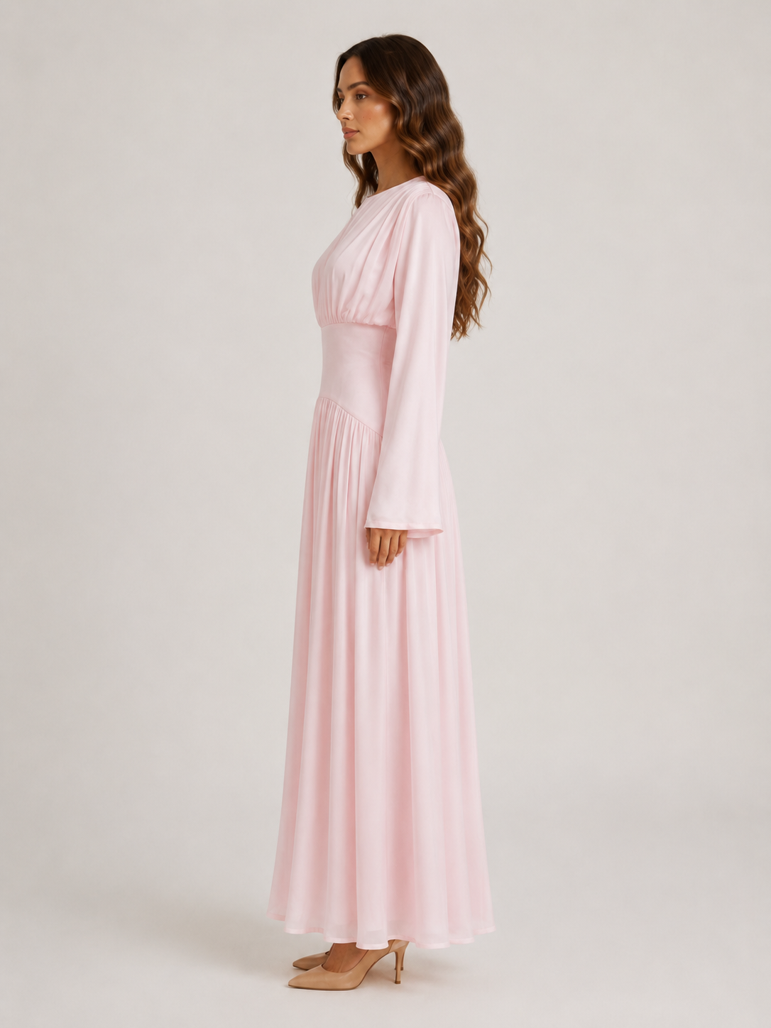 NAYEELA Satin Corset Maxi Dress