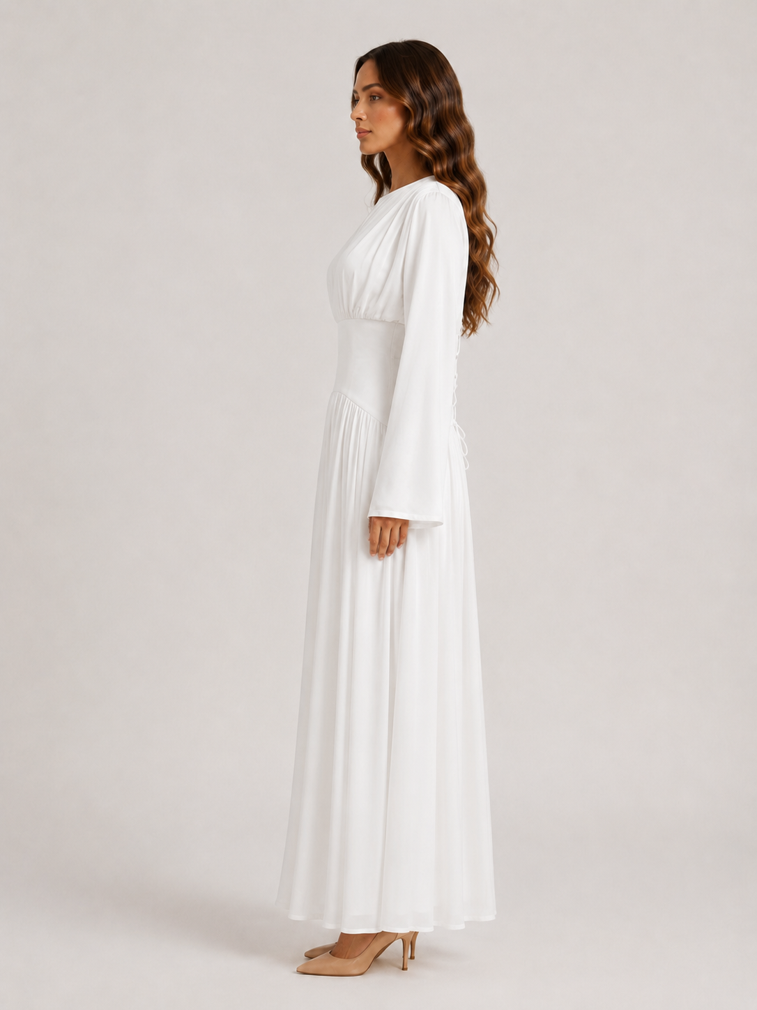 NAYEELA Satin Corset Maxi Dress