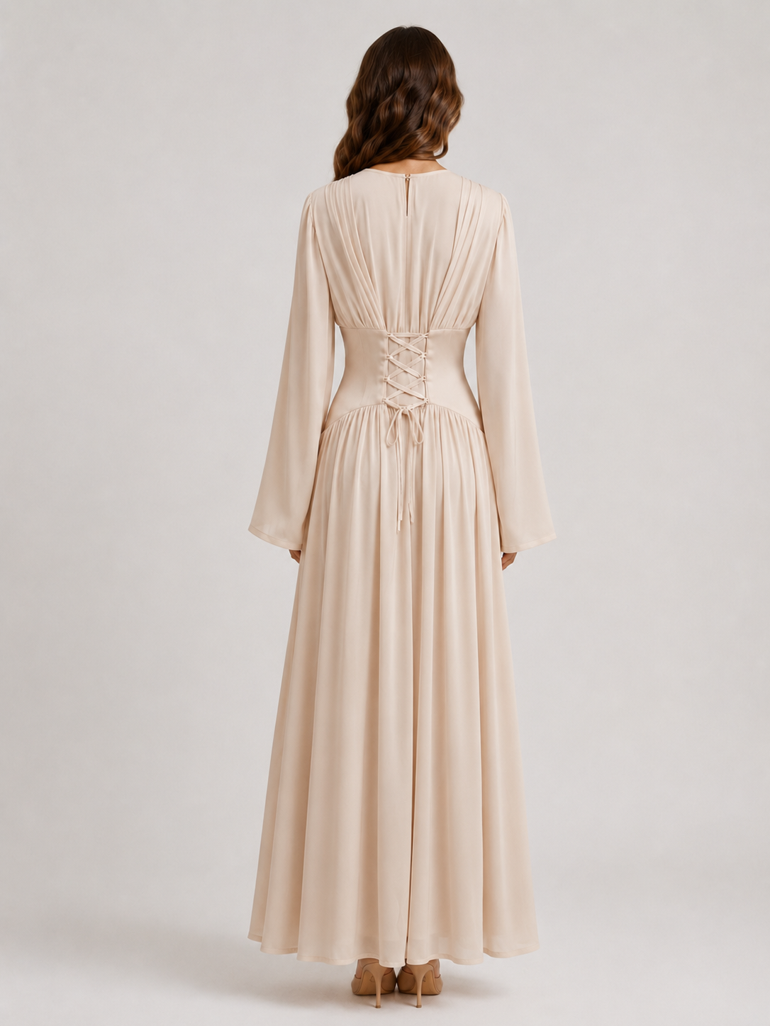 NAYEELA Satin Corset Maxi Dress
