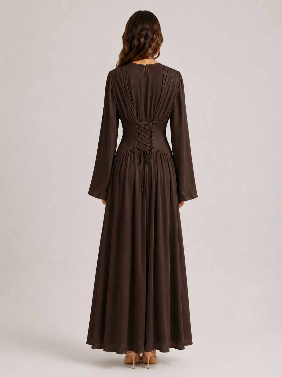 NAYEELA Satin Corset Maxi Dress